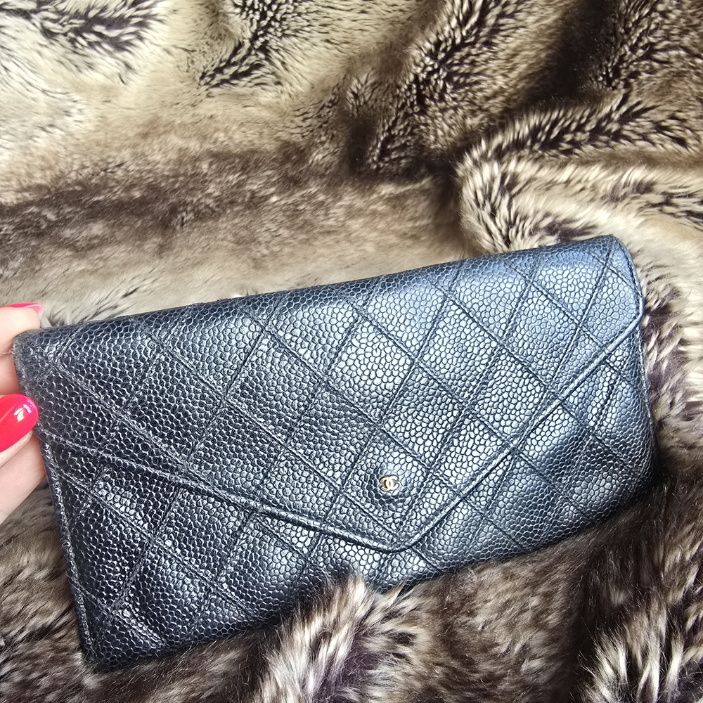 CHANEL Black Caviar Leather Wallet
